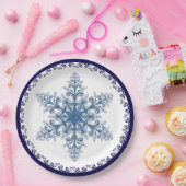 Elegant Blue Snowflake Holiday Papieren Bordje (Feest)
