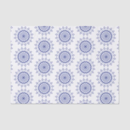 Elegant Blue Snowflake Lace Patroonpapier Tissuepapier (Voorkant)