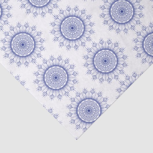 Elegant Blue Snowflake Lace Patroonpapier Tissuepapier (Detail)