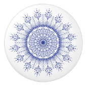 Elegant Blue Snowflake Mandala Ceramic Knob. Keramische Knop (Voorkant)