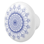 Elegant Blue Snowflake Mandala Ceramic Knob. Keramische Knop (Rechts)