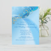 Elegant Blue Snowflake Winter Jubileum Kaart (Staand voorkant)