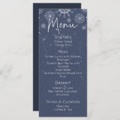 Elegant Blue Snowflake Winter Met huwelijk menu (Voorkant / Achterkant)