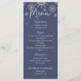 Elegant Blue Snowflake Winter Met huwelijk menu