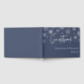 Elegant Blue Snowflake Winter Wedding Guest Book Gastenboek (Volledig)