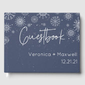 Elegant Blue Snowflake Winter Wedding Guest Book Gastenboek (Voorkant)