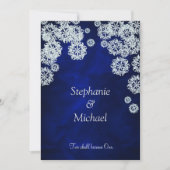 Elegant Blue Snowflake Winter Wedding Invitation Kaart (Voorkant)