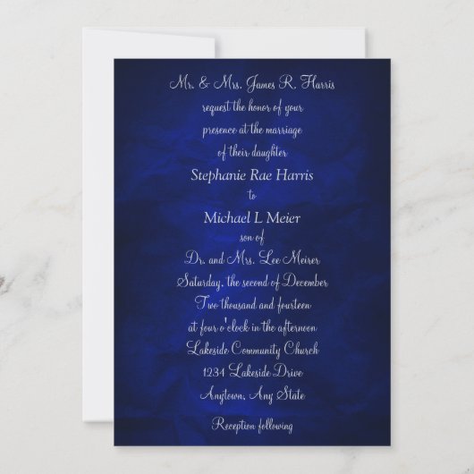Elegant Blue Snowflake Winter Wedding Invitation Kaart (Achterkant)