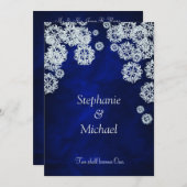 Elegant Blue Snowflake Winter Wedding Invitation Kaart (Voorkant / Achterkant)