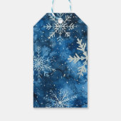 Elegant Blue Snowflakes kerst Cadeaulabel (Achterkant)