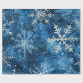 Elegant Blue Snowflakes kerst Cadeaupapier (Vlak)