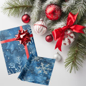 Elegant Blue Snowflakes kerst Cadeaupapier