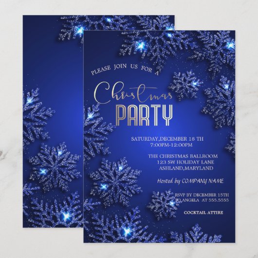 Elegant Blue Snowflakes kerst Company Kaart (Voorkant / Achterkant)