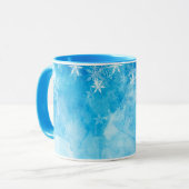 Elegant Blue Snowflakes kerst | Klassieke Mok (Voorkant links)