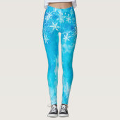 Elegant Blue Snowflakes kerst | Leggings (Voorkant)