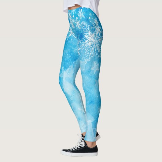 Elegant Blue Snowflakes kerst | Leggings (Links)