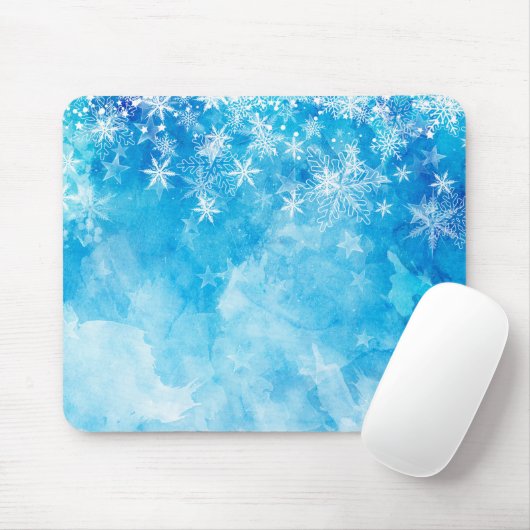 Elegant Blue Snowflakes kerst | Mousepad Muismat (Met muis)