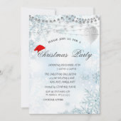 Elegant Blue Snowflakes, lampjes, ballon, Kerstmis Kaart (Voorkant)