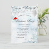 Elegant Blue Snowflakes, lampjes, ballon, Kerstmis Kaart (Staand voorkant)