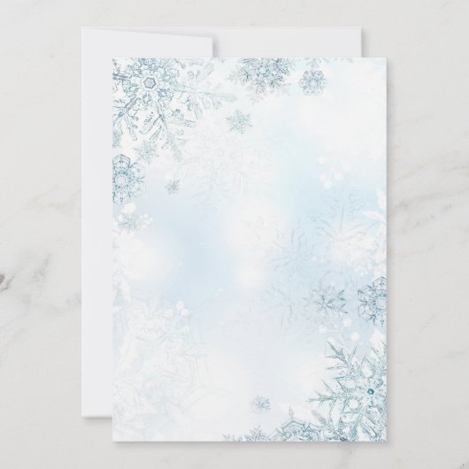 Elegant Blue Snowflakes, lampjes, ballon, Kerstmis Kaart (Achterkant)