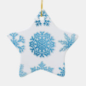 Elegant Blue Snowflakes White Kerstmis Keramisch Ornament (Voorkant)