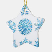 Elegant Blue Snowflakes White Kerstmis Keramisch Ornament (Links)
