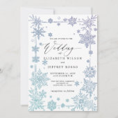 Elegant Blue snowflakes Winter Wedding Kaart (Voorkant)