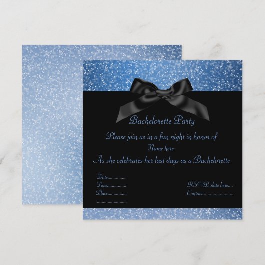 ELEGANT BLUE sparkle ARTITY INVITATION Kaart (Voorkant / Achterkant)