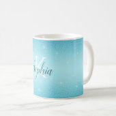 Elegant Blue Sparkle Glitter Monogram Naam Koffiemok (Voorkant rechts)