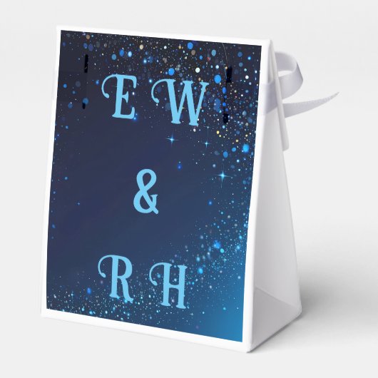 Elegant Blue Sparkle-ontwerp voor huwelijksuitnodi Bedankdoosjes (Achterkant)