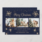 Elegant Blue Sparkly Snowflake Feestdagenkaart (Voorkant / Achterkant)