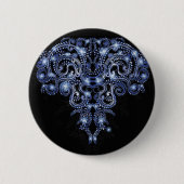Elegant Blue Sparkly Swirl Button (Voorkant)