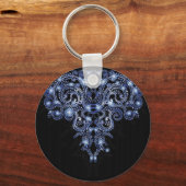 Elegant Blue Sparkly Swirl Sleutelhanger (Voorkant)