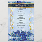 Elegant Blue Sparky Floral Photo Wedding Programme (Achterkant)