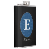 Elegant Blue Specialized Monogram Flask Heupfles (Rechts)