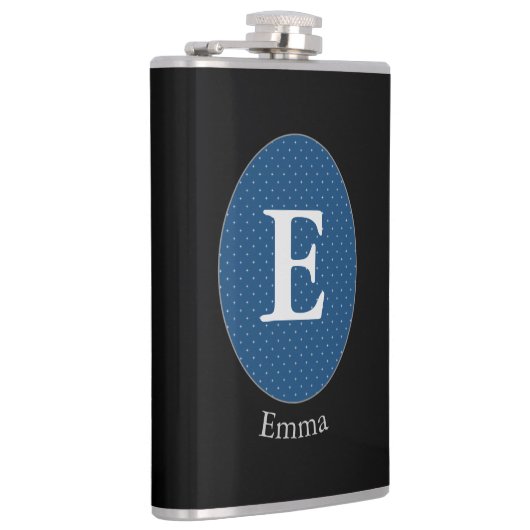Elegant Blue Specialized Monogram Flask Heupfles (Rechts)