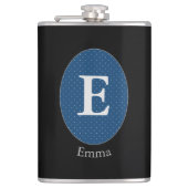 Elegant Blue Specialized Monogram Flask Heupfles (Voorkant)