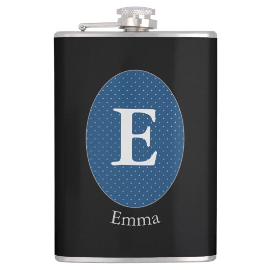 Elegant Blue Specialized Monogram Flask Heupfles (Voorkant)