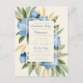Elegant Blue Spring Daisies Botanisch Afstuderen Uitnodiging Briefkaart (Voorkant)