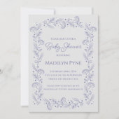 Elegant Blue Spring Floral Vines Baby Shower Kaart (Voorkant)