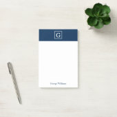 Elegant Blue Square Monogram Post-it® Notes (Kantoor)