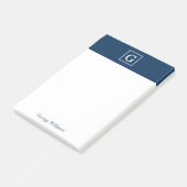 Elegant Blue Square Monogram Post-it® Notes (Schuin)