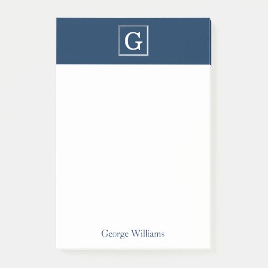 Elegant Blue Square Monogram Post-it® Notes (Voorkant)