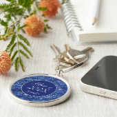 Elegant Blue Star Shimmer Class Afstuderen Sleutelhanger (Zijkant)