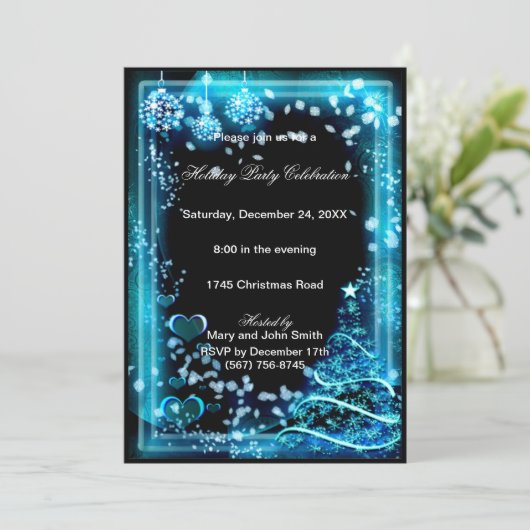 Elegant Blue Star Tree-kerstfeest Kaart (Staand voorkant)