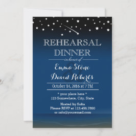 Elegant Blue Sterrennacht Wedding Rehearsal Dinner Kaart