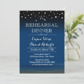 Elegant Blue Sterrennacht Wedding Rehearsal Dinner Kaart (Staand voorkant)