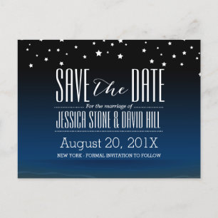 Elegant Blue Sterrennacht Wedding Save the Date Aankondigingskaart