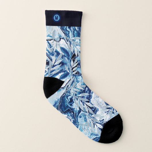 Elegant Blue Stream-monogram Sokken (Links binnenkant)