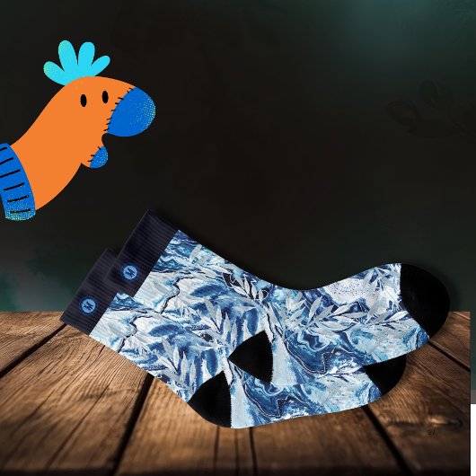 Elegant Blue Stream-monogram Sokken